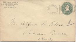 Enveloppe 1c Vert New York P 1899 Station P Flamme Avec étoiles - ...-1900