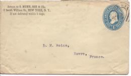 Enveloppe 1c Bleu Cachet Ovale New York P Pour La Francei - ...-1900