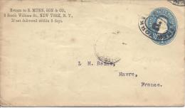 1c Bleu Cachet Ovale New York P Pour La France. Arrivée Illisible - ...-1900