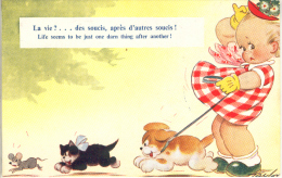 Cat  Chat  Katzen  Mouse  Souris Maus  Chien Signe Tayler  Illustrateur  Old Postcard  Cap. - Taylor