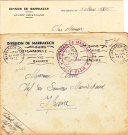 10468# MAROC LETTRE FRANCHISE MILITAIRE Obl MARRAKECH GUELIZ 1956 CHEF D'ETAT MAJOR DIVISION DE MARRAKECH - Briefe U. Dokumente