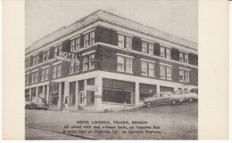 Toledo OR Oregon, Hotel Lincoln, Autos, Street Scene, C1950s Vintage Postcard - Otros & Sin Clasificación