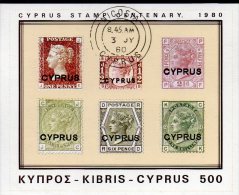 Jubiläum Briefmarke Zypern Block 11 O 3€ Aufdruck Auf Marken Von UK Blocchi Hoja M/s Stamp On Stamp Bloc Sheet Bf Cyprus - Usati