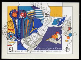 Engel Sport-Spiele Nikosia 1989 Zypern Block 14 O 5€ Lorbeer-Kranz Taube Blumen Blocchi M/s Bloc Flowersheet Bf Cyprus - Usati