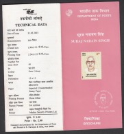 INDIA, 2001, Suraj Narain Singh, (Socialist Leader And Revolutionary), Folder - Covers & Documents