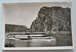 LORELEYFELSEN BEI ST GOARSHAUSEN AM RHEIN DESCENTE DU RHIN EN BATEAUX 1952 - Loreley