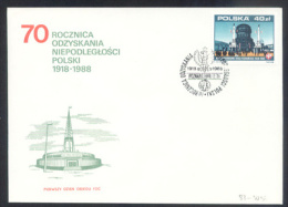 POLAND FDC 1988 70TH ANNIV OF GAINING INDEPENDENCE AFTER WW1 1918-1988 SERIES 7 International Trade Fair Poznan - WO1