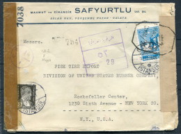 1943 Turkey Galata Aleppo Levant Censor Cover -  New York USA - Briefe U. Dokumente