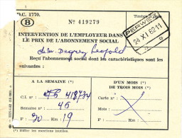 Abonnement Des Chemins De Fer Cachet Gare PERWEZ 1962   -- UU762 - Autres & Non Classés