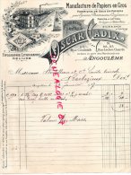 16 - ANGOULEME - TRES BELLE FACTURE OSCAR CADIX-MANUFACTURE PAPIER POUR EPICIER-PHARMACIEN CONFISUER-20 RUE COULOMB-1907 - Imprimerie & Papeterie