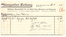 Uralte Rechnung 1934 - Stargarder Zeitung In Burg Stargard , Anzeige - Blatt , Hillmann , Mecklenburg !!! - Druck & Papierwaren