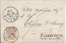 1878 Regno C. 30 Segnatasse - Lettera Piccole Dimensioni Non Affrancata Da Venezia Per Vicenza - Uso Singolo - Portomarken