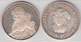 **** ALLEMAGNE - GERMANY - MEDAILLE - MEDAL - TILMAN RIEMENSCHNEIDER 1460-1531 - ARGENT - SILVER **** - Gedenkmünzen