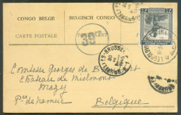 C.P. Affranchie à  7Fr. Obl; Sc LEOPOLDVILLE 15-3-1945 Vers La Belgique + Censeur Rond 397.  9516 - Covers & Documents