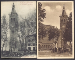 LOT 2 CPA ANCIENNES- FRANCE- PRADES (66)- LE CLOCHER EN HIVER ET EN ÉTÉ- MARCHANDE DES 4 SAISONS- TRAVAUX - Prades