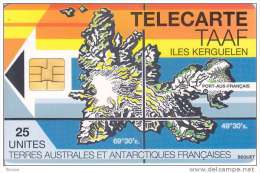 TAAF, TAF-02, Map Of Kerguelen Island, 2 Scans. - TAAF - Terres Australes Antarctiques Françaises