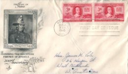 (366) USA FDC Coverposted To Australia - Premier Jour - 1948 - Fireman Volunteer - 1941-1950