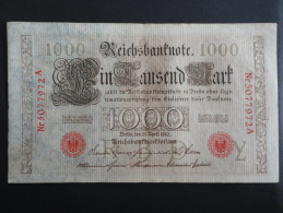 1910 A - 21 Avril 1910 - Billet 1000 Mark - Allemagne - Série A : N° 5077972 A - ReichsBanknote Deutschland Germany - 1.000 Mark