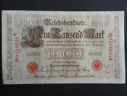 1910 A - 21 Avril 1910 - Billet 1000 Mark - Allemagne - Série A : N° 5318034 A - ReichsBanknote Deutschland Germany - 1000 Mark