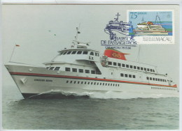 Macau Bateau De Passagers Ferry Carte Maximum 1986 Macao Passenger Boat Maxicard - Maximum Cards