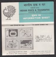 INDIA,1982 ,9th Asian Games, Set, 4 V, Folder - Briefe U. Dokumente