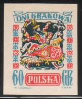 POLAND 1955 DAYS OF KRAKOW FESTIVAL OF FOLK ART COLOUR PROOF NO GUM Costumes Dancing UNESCO World Heritage Site Horses - Prove & Ristampe