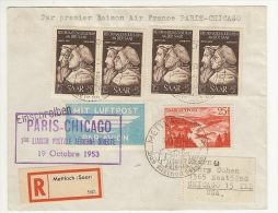 Saar - 1er Liaison Postale Aérienne Paris Chicago_ 19/101953 - Otros & Sin Clasificación