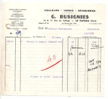 Couleurs, Vernis, Drogueries, G. Busignies, Rue Du Collège, Le Cateau (Nord) - 1953 - Drogisterij & Parfum