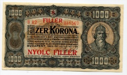 D Hongrie Hungary Ungarn 1000 Korona 1923 "" 8 Filler "" Overprint  HIGH  GRADE - Hongarije