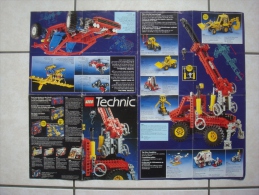 Brochure (1989) LEGO TECHNIC 107178/107278 (42 Cm Sur 54 Cm Déplié), Hydravion, Buggy, Pelleteuse, Hélicoptère, Grue... - Lego Technic