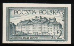 POLAND 1953 WARSAW HISTORICAL BUILDINGS IMPERF BLACK PROOF NHM ( NO GUM) Architecture UNESCO World Heritage Site - Prove & Ristampe