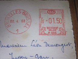 Lettre EMA Empreinte De Machine à Affranchir Bruxelles Belgiquele 8 Avril 1966 Pour Jussey Gare Haute-Saône - Autres & Non Classés