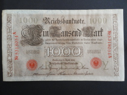 1910 A - 21 Avril 1910 - Billet 1000 Mark - Allemagne - Série A : N° 5318054 A - ReichsBanknote Deutschland Germany - 1.000 Mark