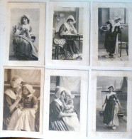 CPA PRECURSEUR Lot 6x Photo Folklore Hollande Photogr Scene Vie De Femme Coiffe Laitiere Ecriture Joug Tricoteuse - Collezioni E Lotti