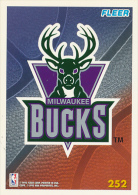 Basket NBA (1995) Fleer Card Terms, MILWAUKEE BUCKS, N° 252, Recto-Verso, Trading Cards - 1990-1999