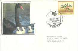 Wildlife Conservation. Perth. Australie.   Cygne Noir. Un Entier Postal Adressé  A Darwin  NT 1981 - Zwanen