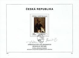 Czech Republic - 2013 - Art On Stamps - Bohuslav Reynek - FDS (first Day Sheet)  Signed By Stamp And Postmark Designers - Brieven En Documenten