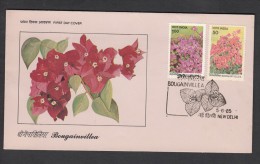 INDIA, 1985,  FDC, Flowers Set, 2 V, Bougainvillea,  New Delhi Cancellation - Briefe U. Dokumente