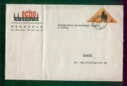 POLAND 1964 LETTER INTER KRAKOW FROM EDITORS OFFICE KRAKOW ECHO NEWSPAPER SINGLE FRANKING 40GR TRIANGULAR HORSE - Lettres & Documents