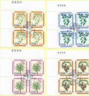 TIMBRES - STAMPS - PORTUGAL - FLEURS - OBLITERATION 1er. JOUR -  SERIE EN BLOCS 4 TIMBRES - Usado