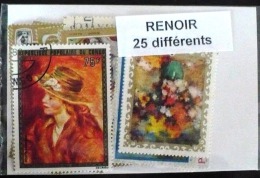 RENOIR Lot De 25 Timbres Tous Differents. Satisfaction Assurée - Impressionismus