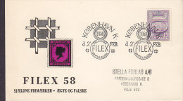 Denmark Sonderstempel KØBENHAVN K. FILEX Stamp Exhibition 1958 Cover Brief St. Lucia Six Pence Victoria Cachet - Storia Postale