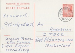 LUXEMBURGO. POSTAL STATIONARY. CIRCULATED TO GERMANY. 1984 - Postwaardestukken