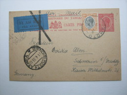 1933, Postal Stationary ,airmail To Germany - Tanganyika (...-1932)