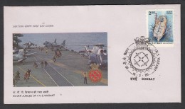 INDIA, 1986,  FDC,  Vikrant Aircraft Carrier, 25th Anniversary, INS Vikrant,  Bombay Cancellation - Lettres & Documents