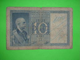 Italia,regno,dieci Lire,10 Lira,banknote,bill,geld,paper Money,vintage - Regno D'Italia – 10 Lire