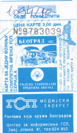 Bus,Tram Ticket Serbia,Belgrade 1992. Used - Europe