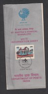 India, 1986, STAMPED BROCHURE WITH INFORMATION, Saint Marthas Hospital, Martha´s,  Bangalore, Bicentenary, Folder - Brieven En Documenten