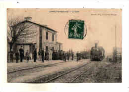 Lorrez Le Bocage Vue Interieure Bien Animee De La Gare Avec Locomotive Train Vapeur Ecrite En 1908 Edit Delion Preaux - Lorrez Le Bocage Preaux