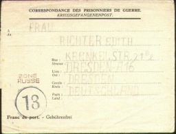 POW In "BO.VI." Naar Dresden 1946 - "ZONE RUSSE" En Censor "13". - Oorlog 40-45 (Brieven En Documenten)